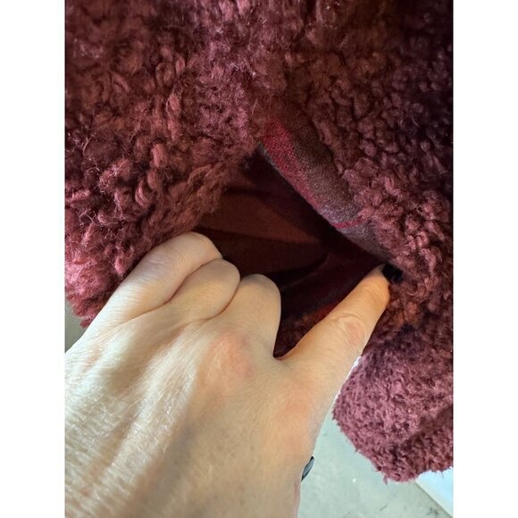 Pendleton Fuzzy Zip Jacket Womens‎ S Dark Red Full Zip Teddy Outerwear Coat - Picture 10 of 15